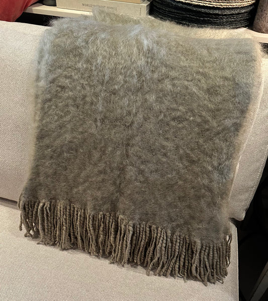 Mohairplaid, olivengrøn