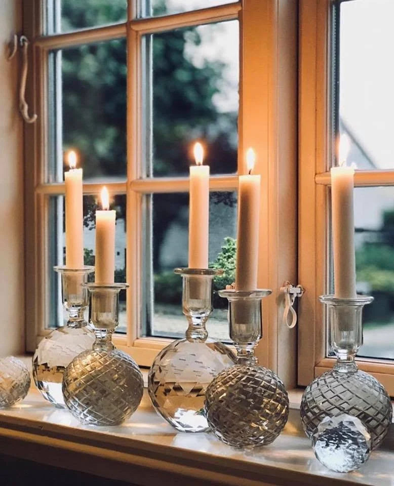 Lysestage i glas
