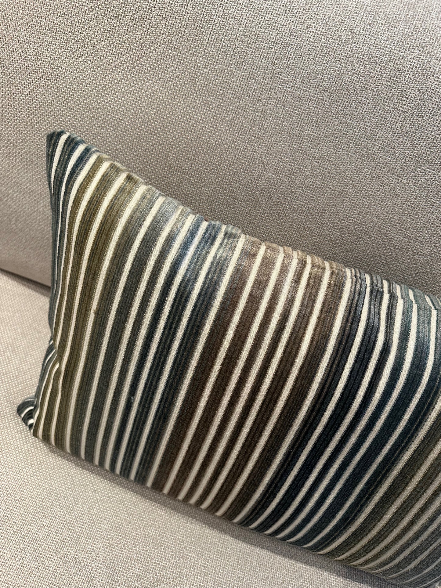 Velour pude blå/grøn