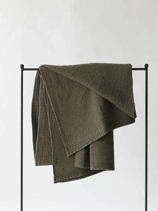 Sengetæppe, vaflet grøn